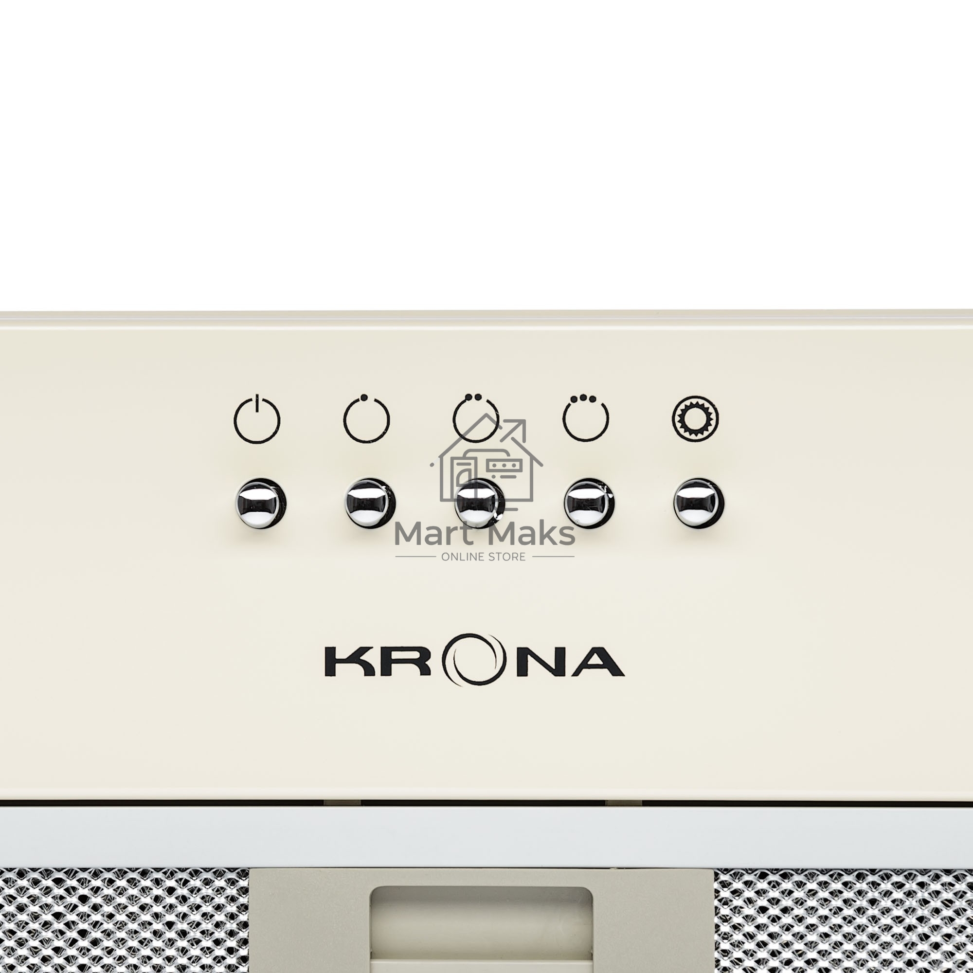 Вытяжка встраиваемая KRONA Runa 600 PB слоновая кость, 60 см, 845 куб. м/ч, 53 дБ
