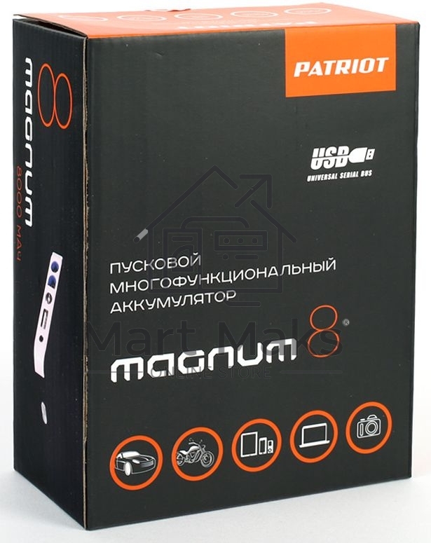 Пусковой многофункциональный аккумулятор Patriot MAGNUM 8 650201608