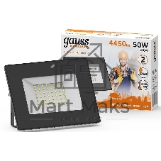 Прожектор светодиодный Gauss LED 50W 3350lm IP65 3000К черный 613527150 Gauss