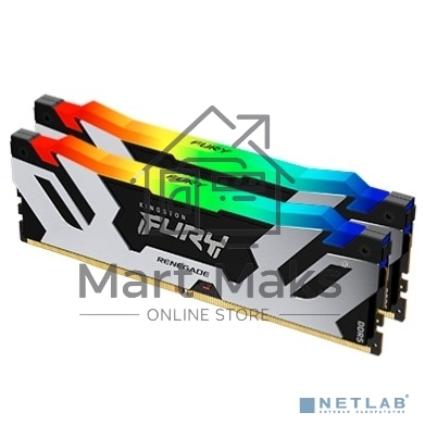 Оперативная память Kingston Fury Renegade, DDR5, 32GB (2x16GB), 6400MHz, CL32, DIMM, с радиатором, RGB, серебристый/черный