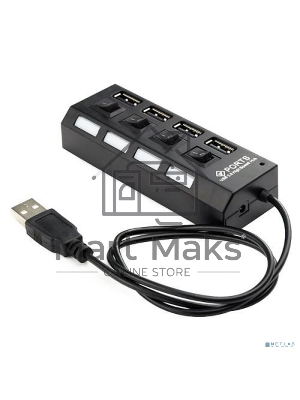 Концентратор USB 2.0 Gembird UHB-243-AD с подсветкой и выключателем, 4 порта, блистер