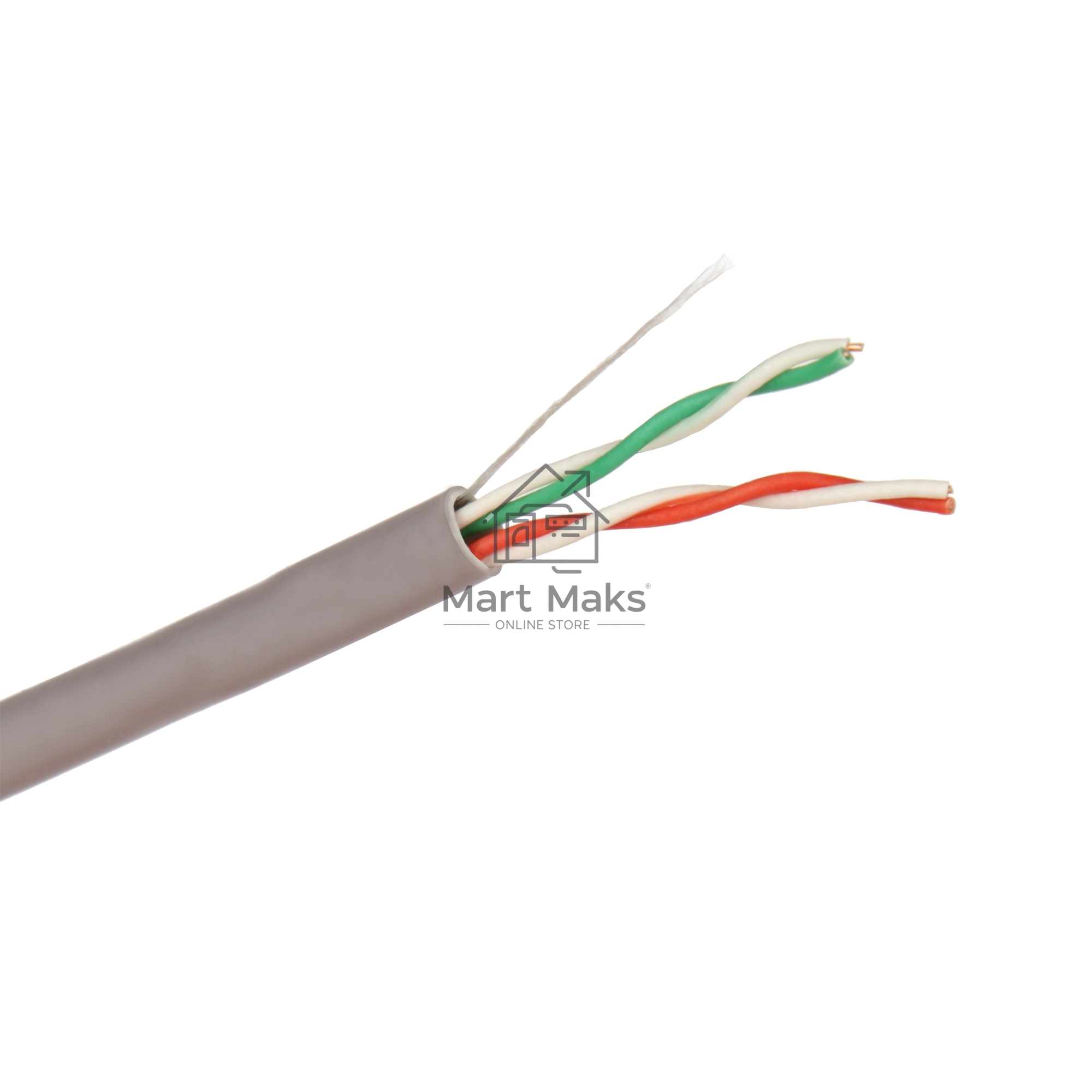 Кабель UTP 2 пары кат.5e Exegate CCA, бухта 305м, серый, PVC