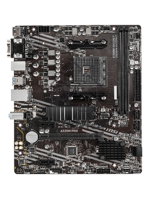 Материнская плата MSI A520M PRO, AM4, AMD A520, 2xDDR4, 4xSATA, 1xM.2, 1xPCIe 3.0 x16, 1xVGA, 1xDP, 1xHDMI, 1x 1Gb LAN, 2xUSB 2.0, 4xUSB 3.2 Gen 1, 3x3.5 мм, 7.1, mATX