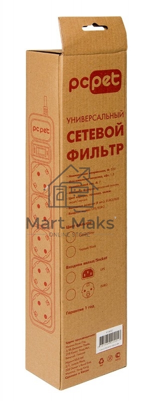 Сетевой фильтр PC Pet AP01006-1.8-BK 1.8м (5 розеток) черный