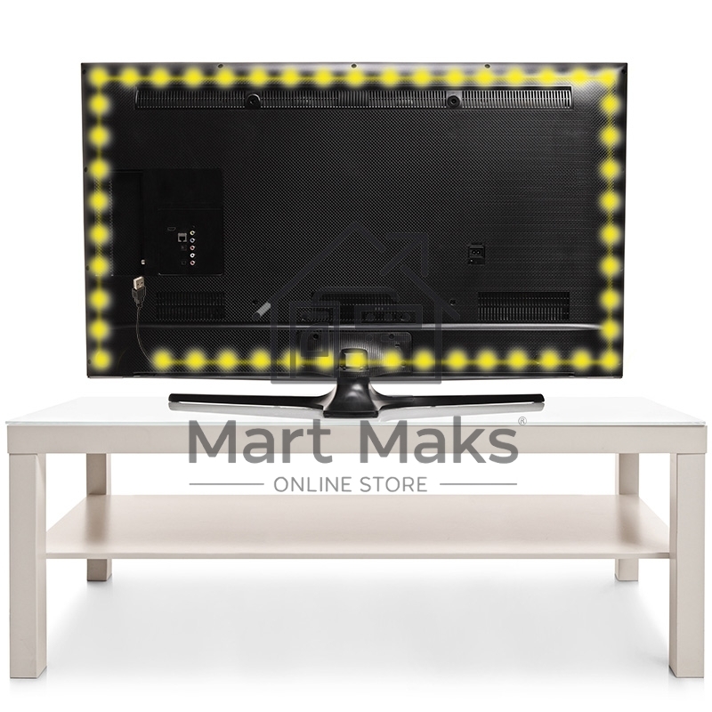 Лента LED с USB коннектором 5 В, 8 мм, IP65, SMD 2835, 60 LED/m, цвет свечения желтый
