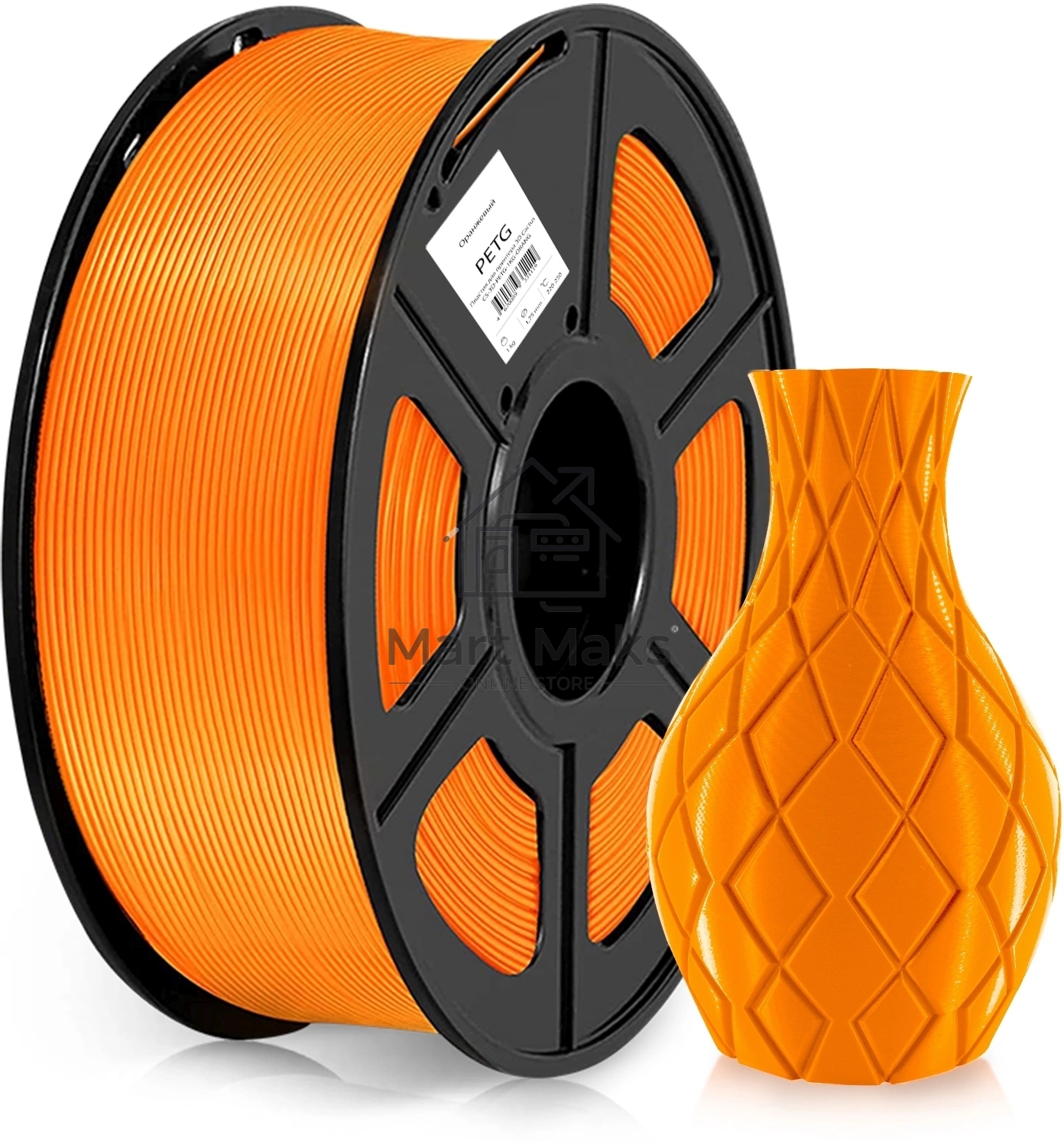 Пластик для принтера 3D Cactus CS-3D-PETG-1KG-ORANGE PETG d1.75мм 1кг 1цв.