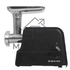 Мясорубка электрическая Brayer BR1612 черный, 2000 Вт, 2.0 кг/мин, реверс, защита от перегрузки, металлический лоток, насадки - 6
