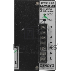 Промышленный блок питания OSNOVO DC48V, 3.2A (150W). Диапазон входных напряжений: AC195-265V