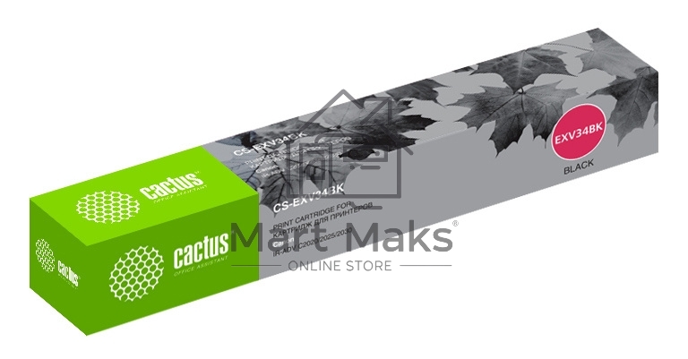 Картридж лазерный Cactus CS-EXV34BK черный (23000стр.) для Canon IR Advance C2030L, C2030i, C2020L, C2020i, C2025i