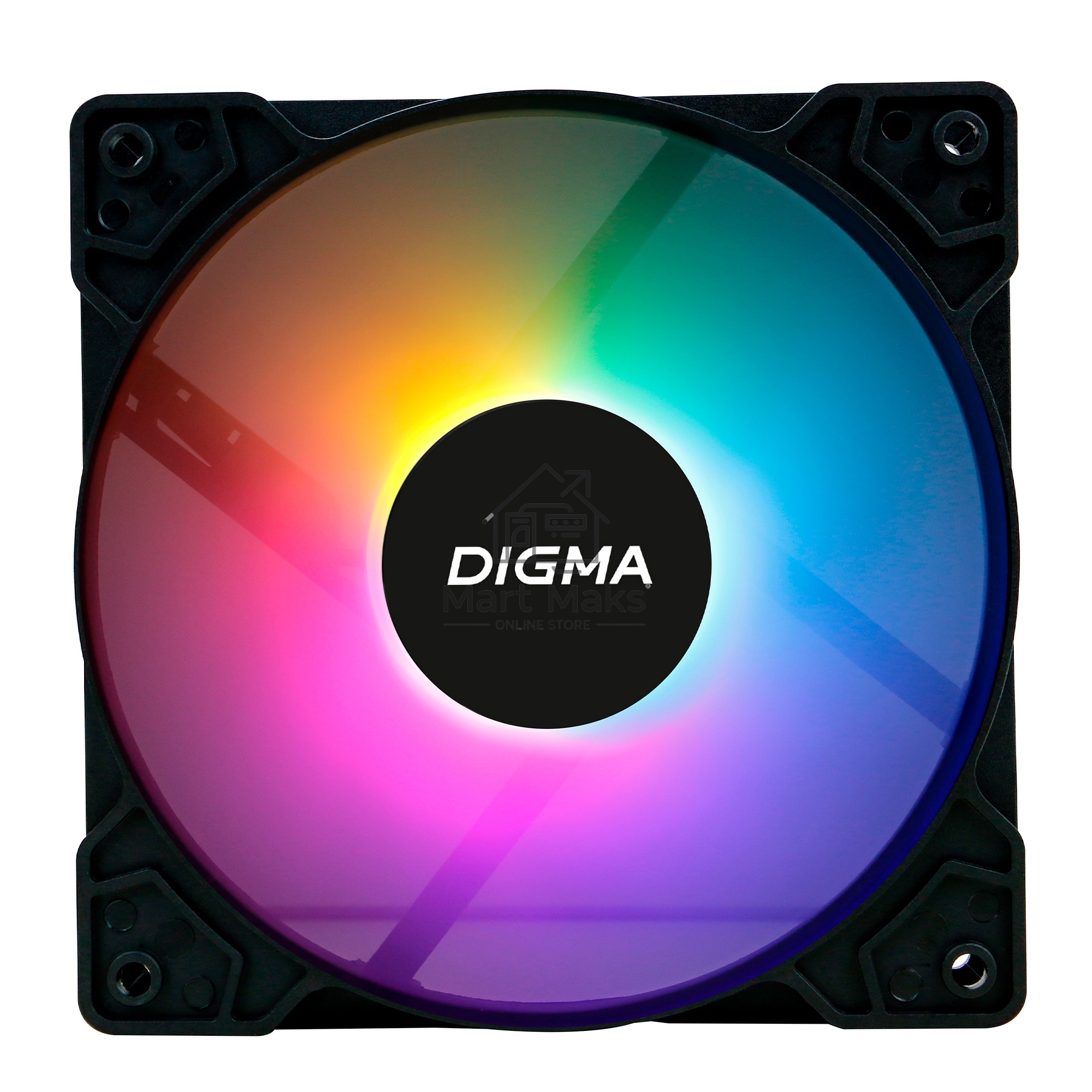 Вентилятор для корпуса Digma DFAN-FRGB1 черный, 120 мм, 1200 об/мин, 23 дБ, 4 pin