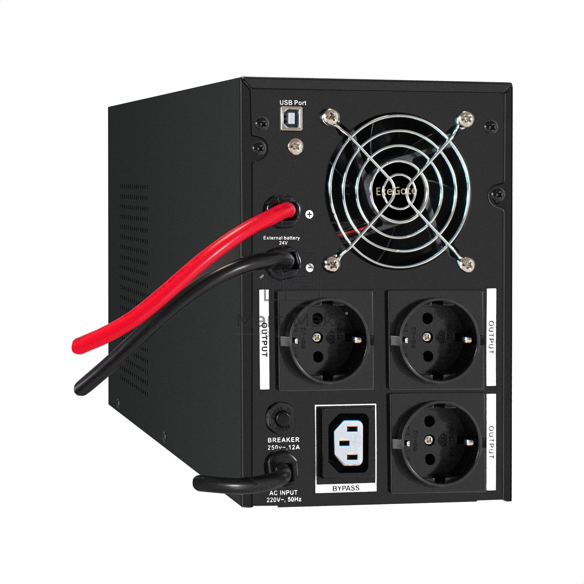 Комплект ИБП EX295989RUS + батарея 40Aч EX282976RUS 2шт (инвертор, синус, для котла) ExeGate SineTower SZ-2000.LCD.AVR.3SH.1C13.USB <2000VA/1600W, чистый синусоида, LCD дисплей, AVR, 3*Schuko+1*C13, USB, линейно-интерактивный, Black> + батарея ExeGate DT 