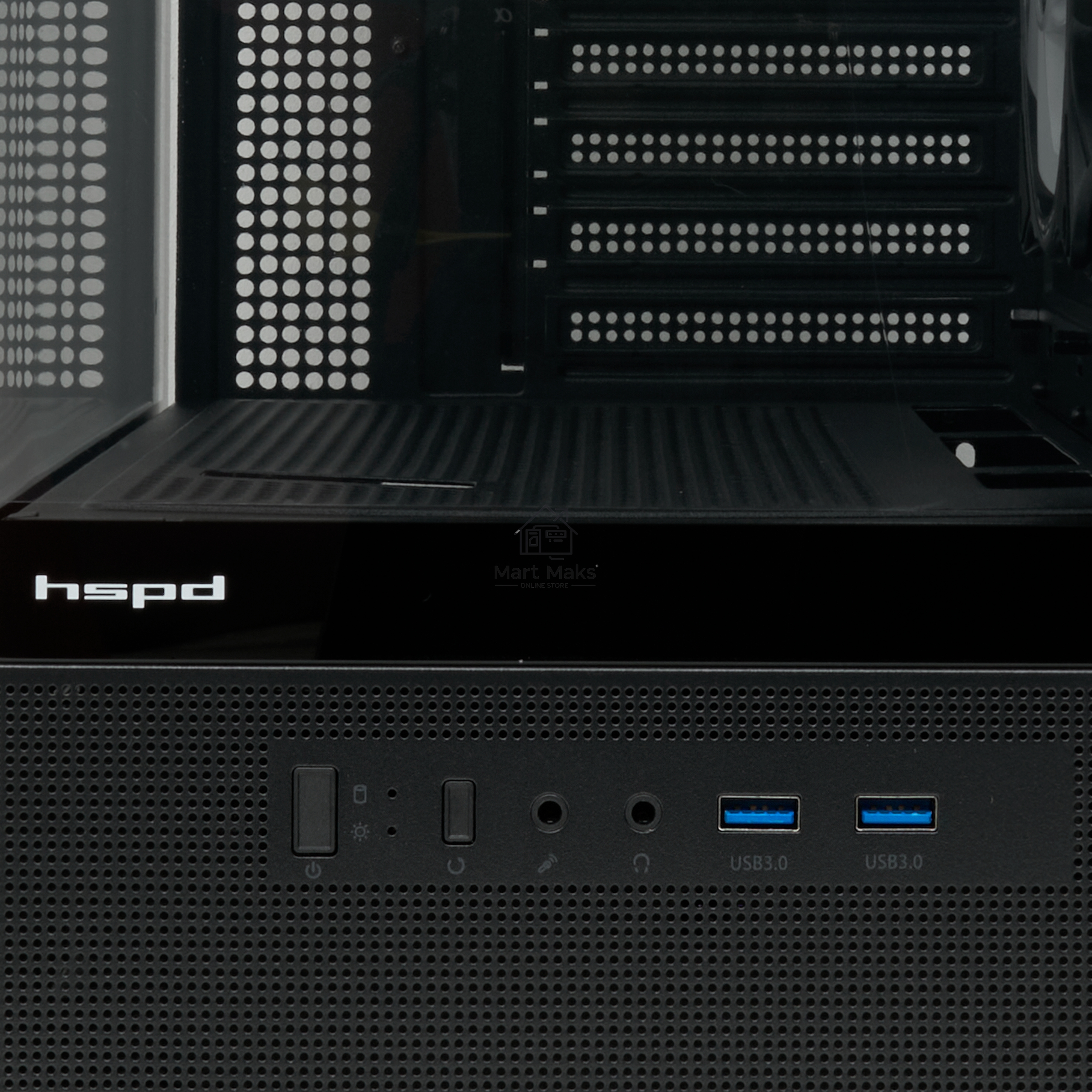 Компьютерный корпус  HSPD F710, Panoramic Mid Tower, черный, TG, 0.5 SPCC, 3x120mm ARGB E-ATX, ATX, mATX, mITX 185/395/270mm 2x2.5