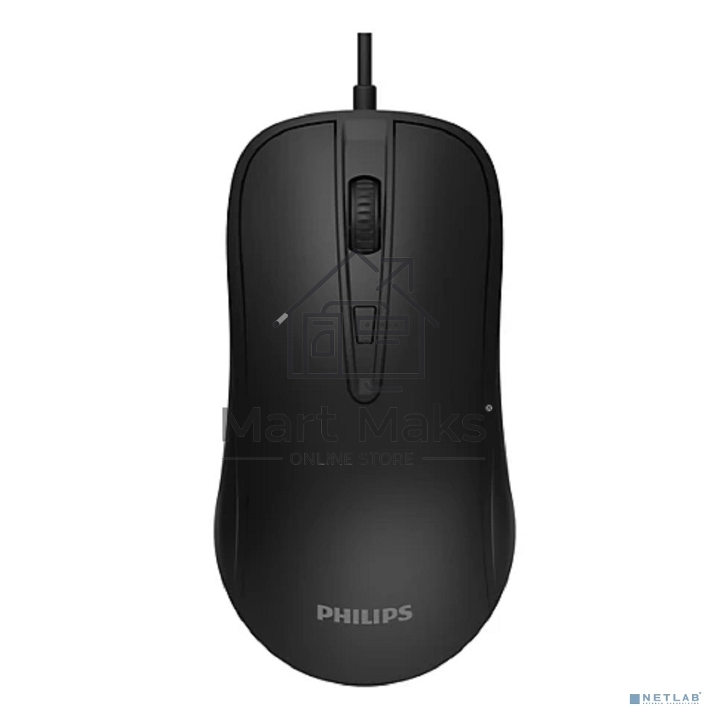 Мышь проводная Philips SPK7214 черный, 1600 dpi, USB, кнопки - 4