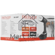 Отпариватель Delta LUX DE-3200P черный, 1500 Вт, 30 г/мин, 400 мл