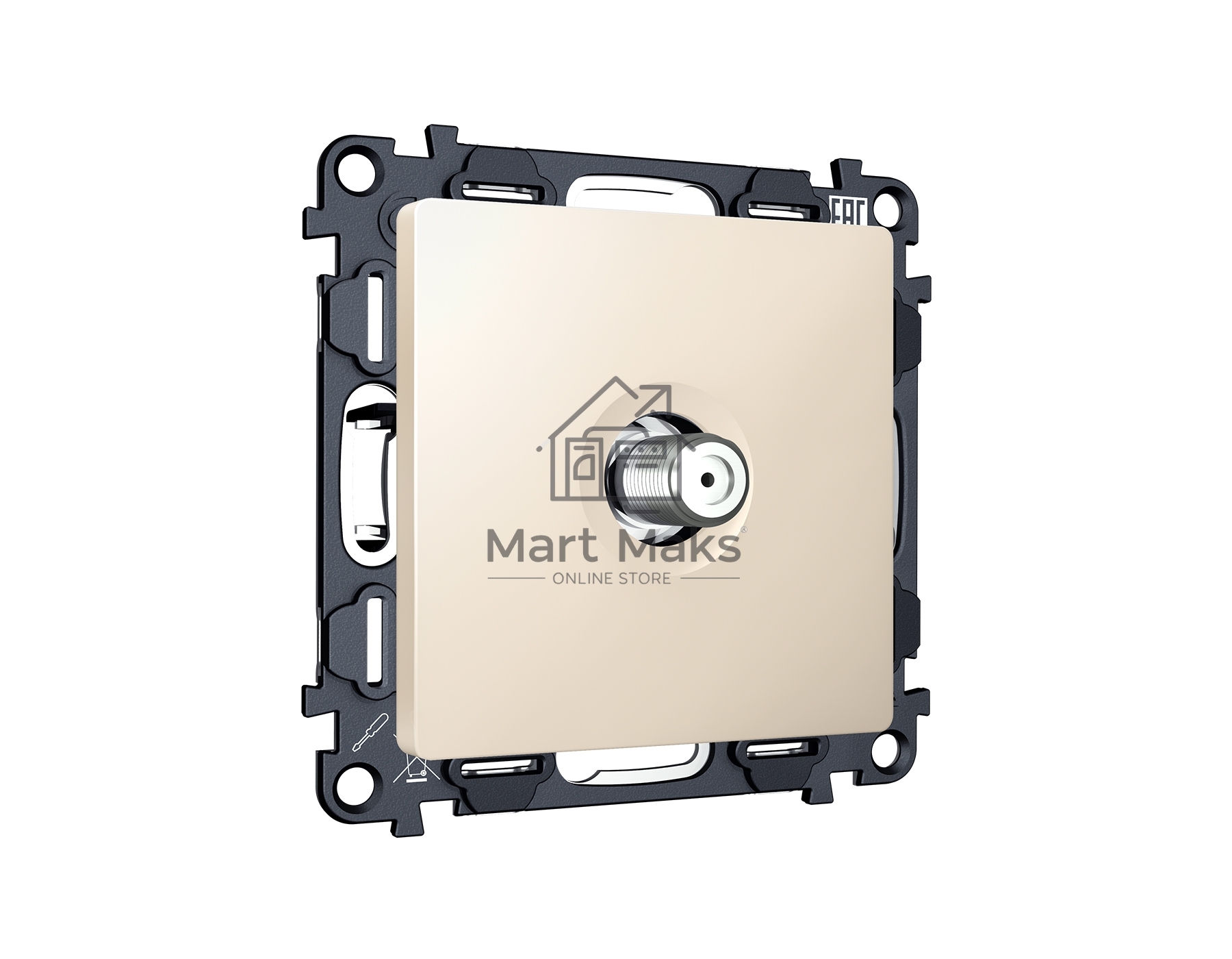 Комплект механизма TV розетки SAT 5-2400MHz 3.5dB ALFA Бежевый матовый QUANT (AP3330, VM215) MA333050