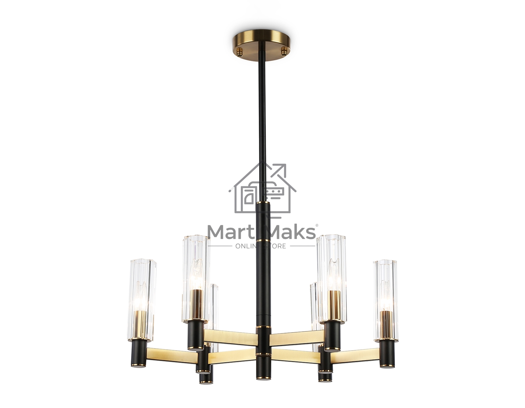 Люстра Ambrella light LH55511/6 BK/BS/CL черный/латунь/прозрачный E14*6 max 40W D570*760
