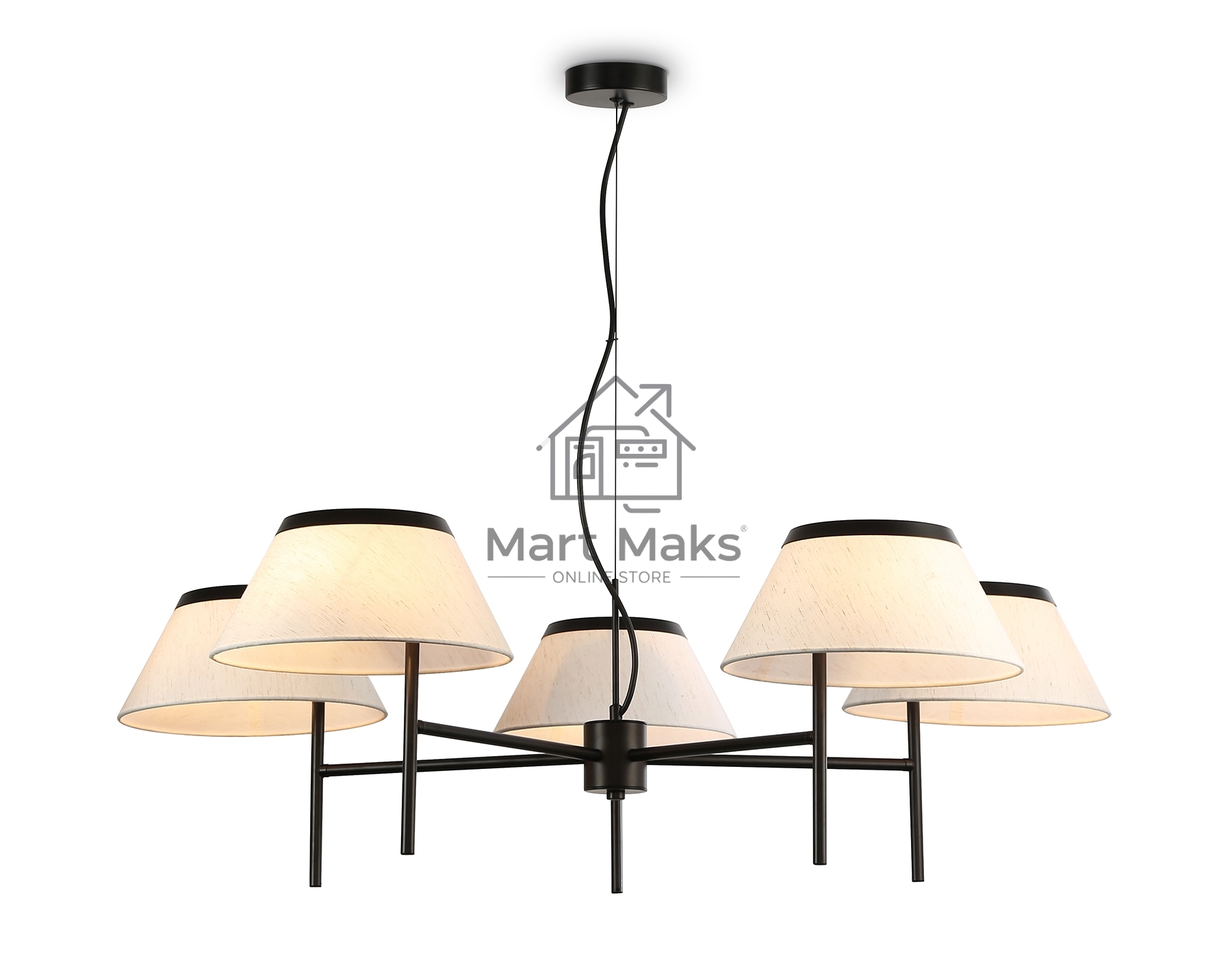 Люстра Ambrella light LH72453/5 BK/WH черный/белый Е14/5 max 40W D1000*290-1080