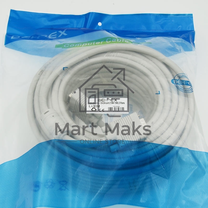 Кабель VGA DB15 (m)/DB15 (m) 30м феррит.кольца (CABLE30)