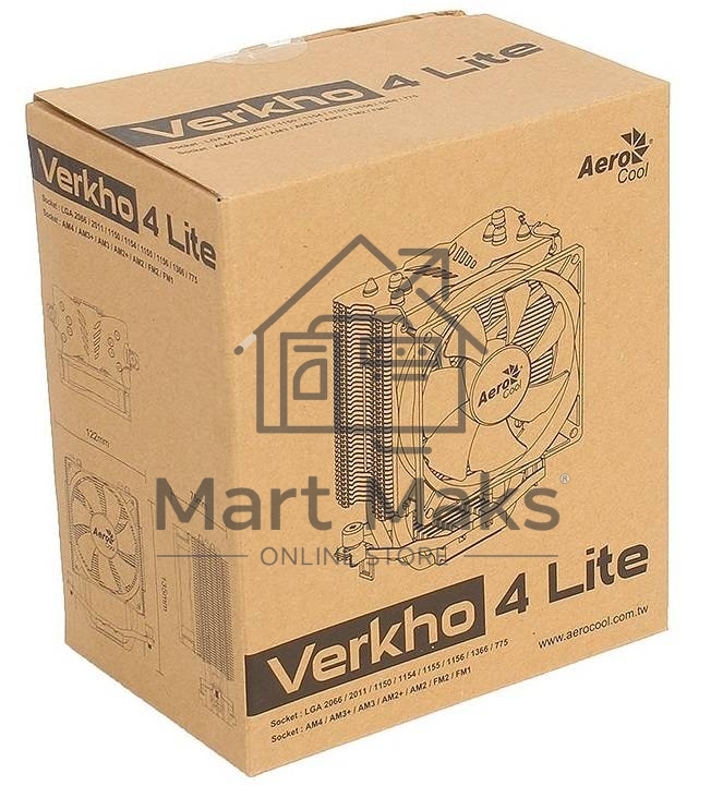 Кулер для процессора AeroCool / Formula Verkho 4 Lite серебристый, 90 мм, алюминий/медь, 2000 об/мин, 27 дБ, 4 pin, 125 Вт, 135 мм