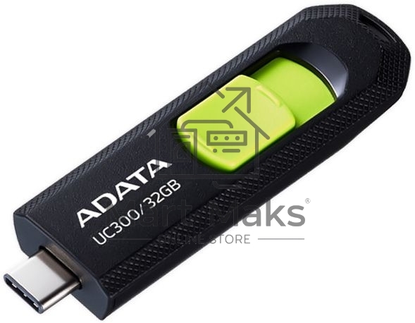 Флешка USB R/W ADATA R/W 32Gb Type-C UC300 ACHO-UC300-32G-RBK/GN USB3.2 черный/зеленый