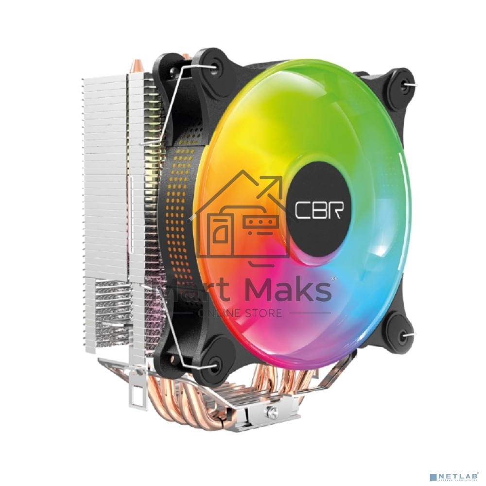 Кулер для процессора CBR CBR-CC-4180-ARGB-PWM черный/серебристый 120мм алюминий+медь, 2300RPM 34db 4-pin 180W