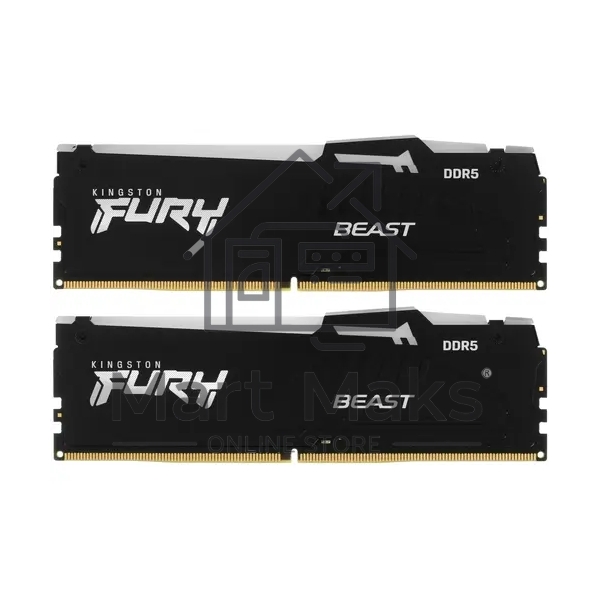 Оперативная память Kingston Fury Beast, DDR5, 16GB (2x8GB), 6000MHz, CL30, DIMM, с радиаторами, RGB, черный