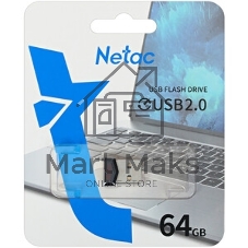 Флешка USB Netac UM81 (NT03UM81N-064G-20BK), 64Gb, USB 2.0, R/W 30/10, черный/красный