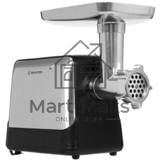 Мясорубка электрическая BRAYER BR1613 черный, 1800 Вт, 2.0 кг/мин, реверс, защита от перегрузки, насадки - 8