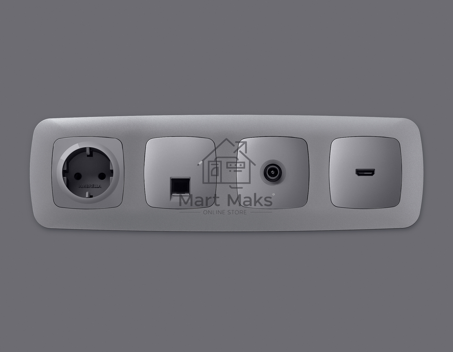 Лицевая панель OMEGA (Сталь матовый) для компьютерной/телефонной розетки RJ-45/RJ-11 QUANT OP5120
