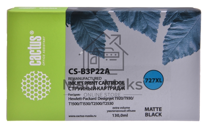 Картридж струйный Cactus CS-B3P22A №727 черный матовый (130 мл) для HP DJ T920/T1500/T2530