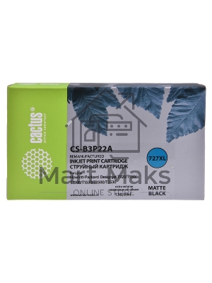 Картридж струйный Cactus CS-B3P22A №727 черный матовый (130 мл) для HP DJ T920/T1500/T2530