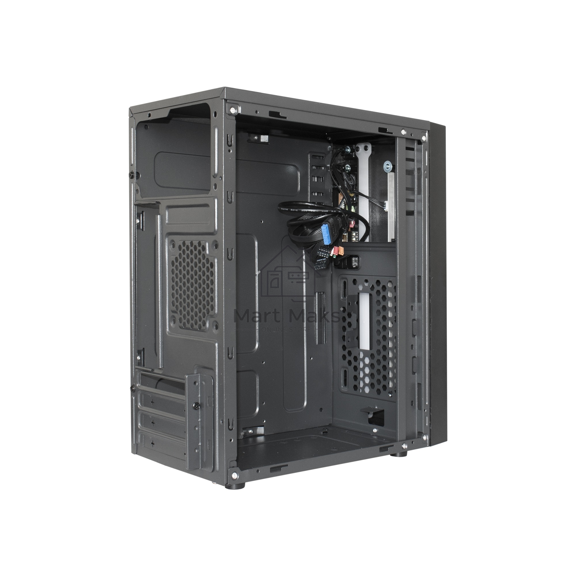 Компьютерный корпус Minitower ExeGate EX283754RUS mEVO-9301-RGB (mATX, без БП, с окном, 2*USB+1*USB3.0, HD аудио, черный с RGB подсветкой)