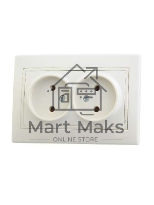 Розетка 2-м СП Мира 16А IP20 без заземл. керам. крем/крем. LEZARD 701-0303-128