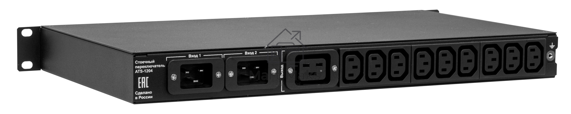 Автоматический ввод резерва ELEMY RACK ATS, 1U, 220В, 16А, OLED, Ethernet, in (2) C20, out (1) C19 (9) C13