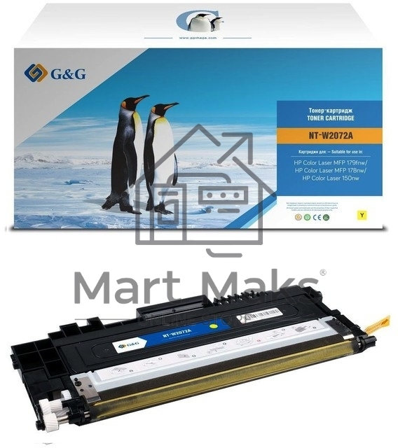 Картридж лазерный G&G GG-W2072A желтый (700стр.) для HP Color Laser MFP 179fnw/178nw/150nw