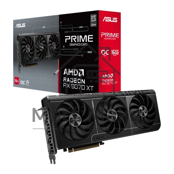 Видеокарта Asus PCI-E PRIME-RX9070XT-O16G AMD Radeon RX 9070XT 16Gb 256bit GDDR6 2460/20000 HDMIx1 DPx3 HDCP Ret