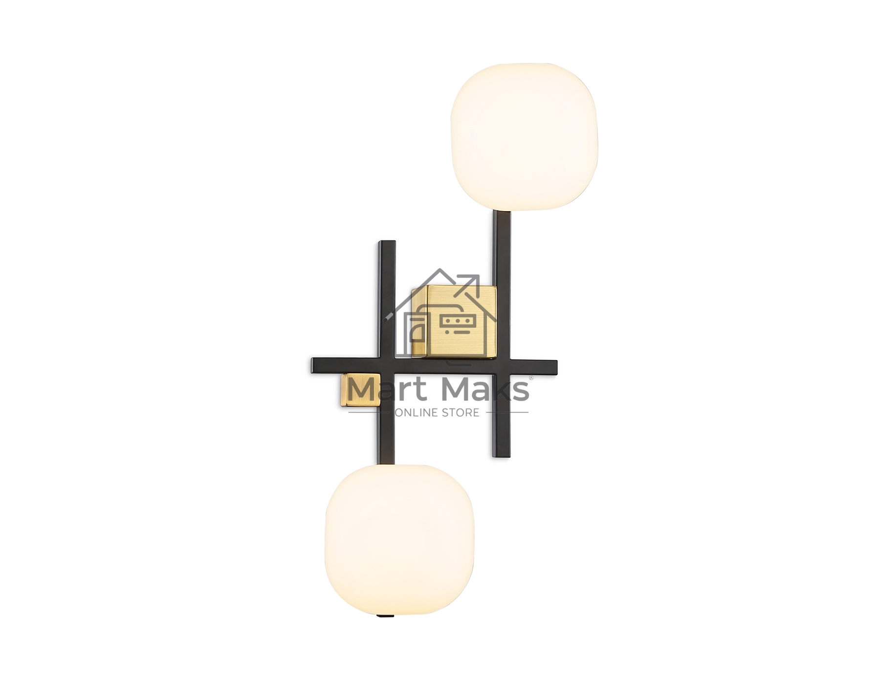 Настенный светильник Ambrella light LH51019/2 BK/BS/FR черный/латунь/белый матовый G9*2 max 28W 230*170*480