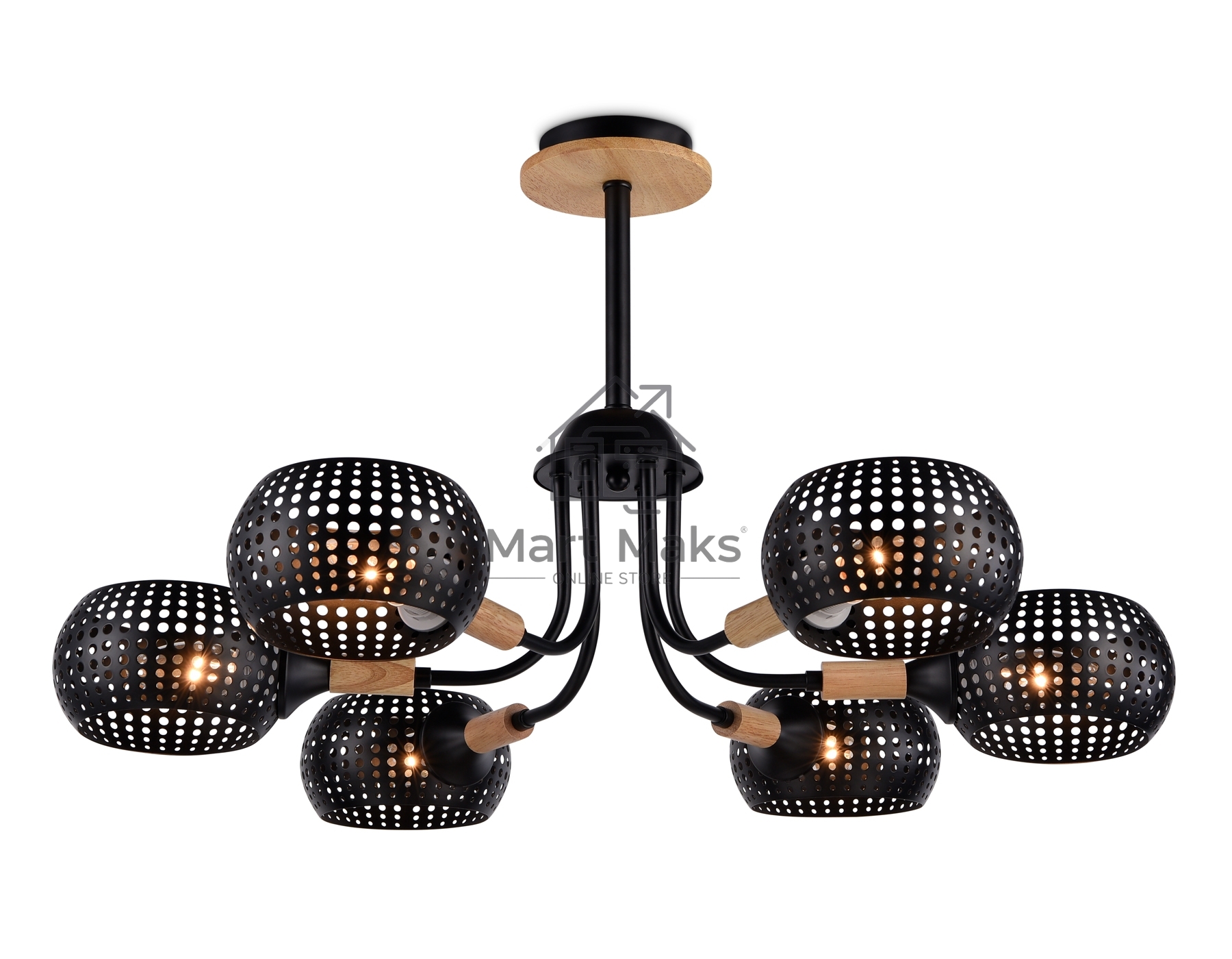 Светильник Ambrella light TR80167/6 BK/LWD черный/светлое дерево E14/6 max 40W D690*370