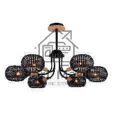 Светильник Ambrella light TR80167/6 BK/LWD черный/светлое дерево E14/6 max 40W D690*370