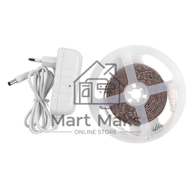 Лента светодиодная GLS-2835-60-4.8-12-IP20-PRO-6-5-KIT готовый комплект 5м с адаптером