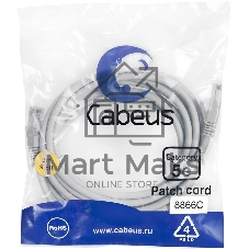 Патч-корд Cabeus PC-UTP-RJ45-Cat.5e-3m-LSZH Cat.5e, неэкр., U/UTP, RJ45/RJ45, LSZH, AWG24, 3м, серый