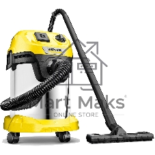 Строительный пылесос Karcher WD 3 P S V-17/4/20 желтый, 1000 Вт, уборка сухая/сбор воды, пылесборник мешок/контейнер, 17 л