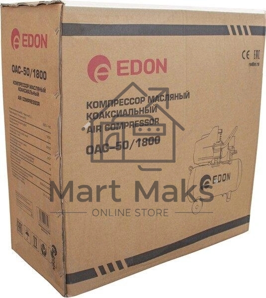 Компрессор поршневой Edon 39778 масляный 207л/мин 50л 1800Вт красный