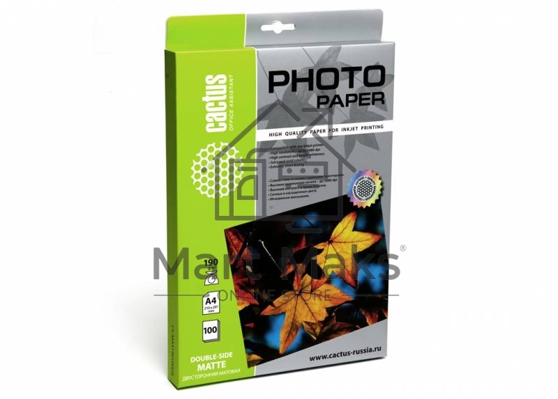 Фотобумага Cactus CS-MA4190100DS матовая двусторонняя A4 190 г/м2 100 листов
