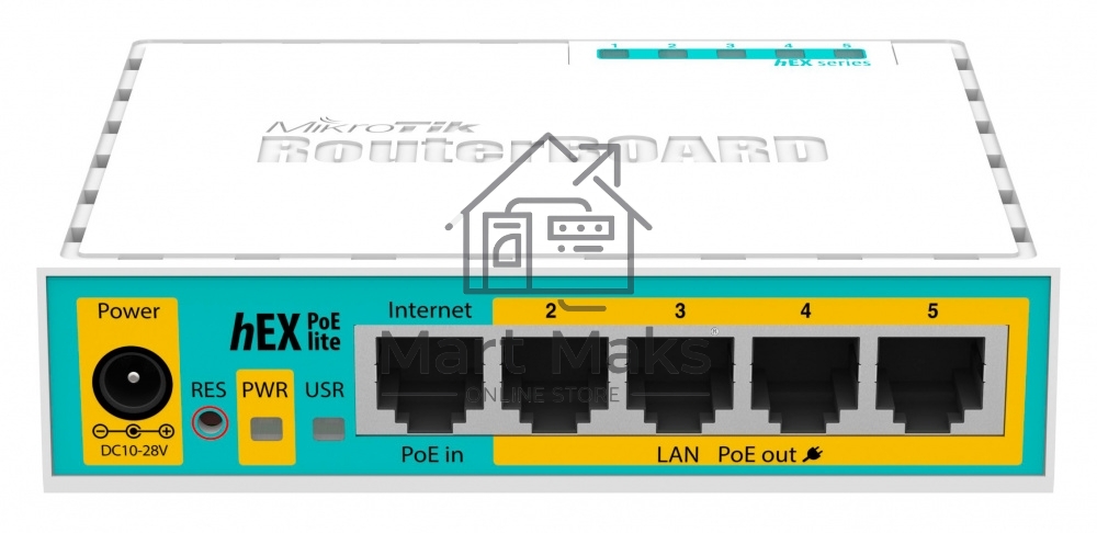 Маршрутизатор MikroTik RB750UPr2 hEX PoE lite 5x Ethernet, раздача PoE, 650 МГц ЦП, 64 МБ 5-портовый 100-Мбитный маршрутизатор с поддержкой PoE на 4-х портах