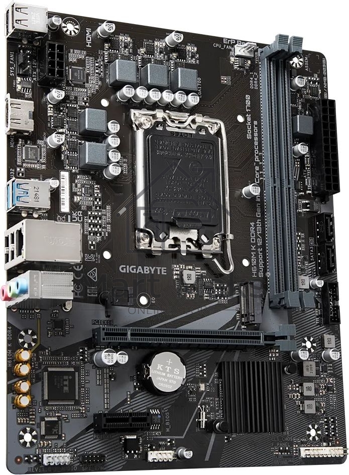 Материнская плата Gigabyte H610M K DDR4 V2.0, LGA 1700, Intel H610, 2xDDR4, 2xSATA, 1xM.2, 1xPCIe 4.0 x16, 1xPCIe x1, 1xHDMI, 1x 1Gb LAN, 2xUSB-A 3.2 Gen 1, 4xUSB-A 2.0, 3x 3.5 мм, 7.1, mATX