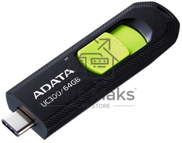 Флешка USB R/W ADATA R/W 64Gb Type-C UC300 ACHO-UC300-64G-RBK/GN USB3.2 черный/зеленый