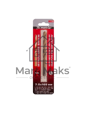 Сверло по металлу Matrix, 7 мм, HSS, нитридтитановое покрытие, цилиндрический хвостовик