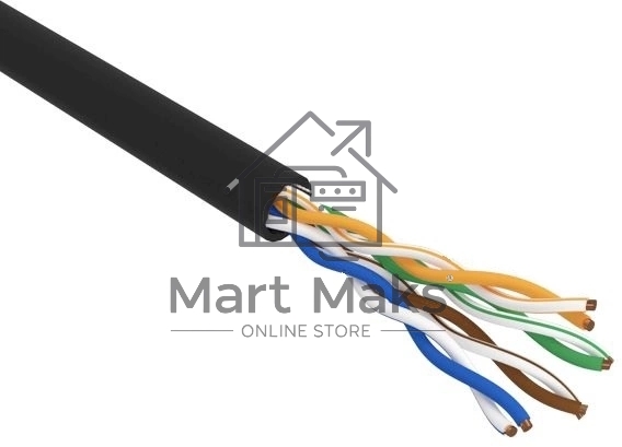 Кабель витая пара U/UTP, CAT 5e, PE, 4PR, 24AWG, OUTDOOR, SOLID, черный, 305м, РФ Rexant