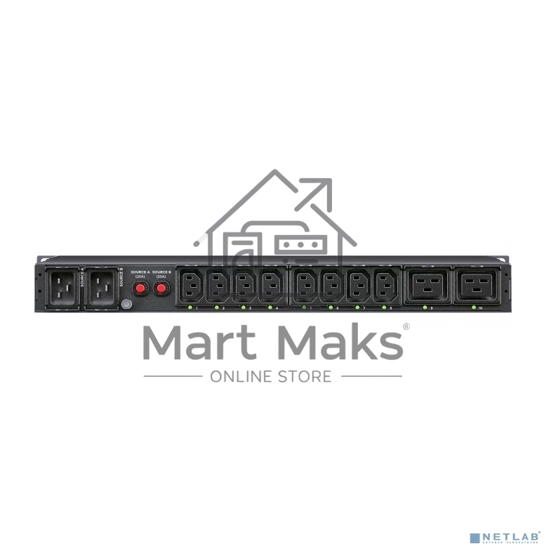 Блок распределения питания ATS CyberPower 1U type, 16Amp, plug IEC 320 C20, (8) IEC 320 C13 (2) IEC 320 C19